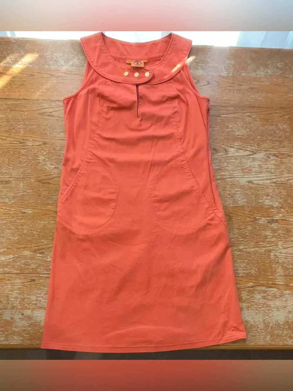 Vintage Tory Burch coral orange sleeveless sheath dress size 6